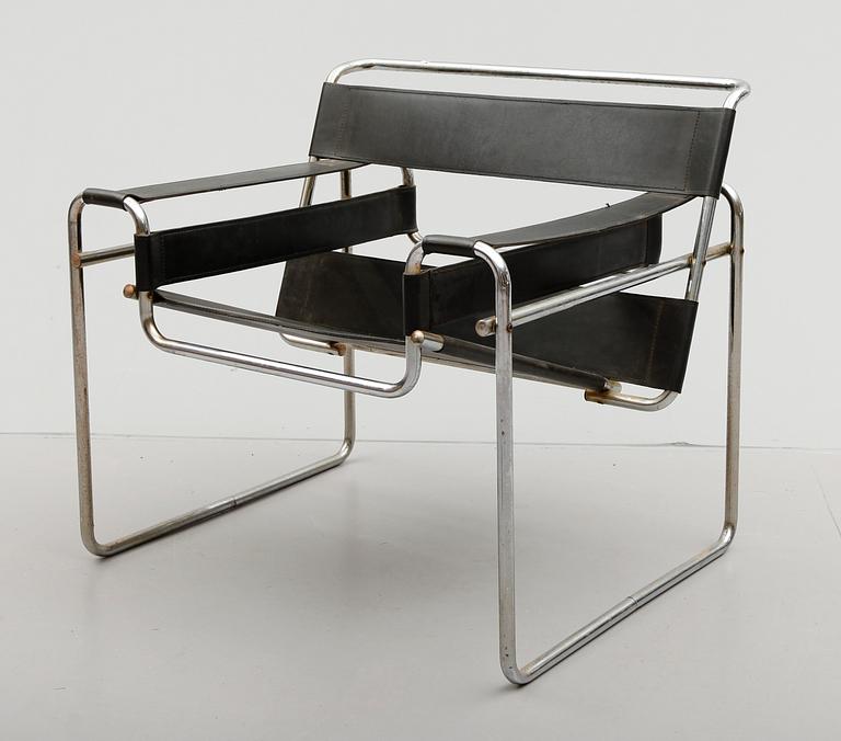 FÅTÖLJ, efter Marcel Breuer, "Wassily", 1900-talets andra hälft.