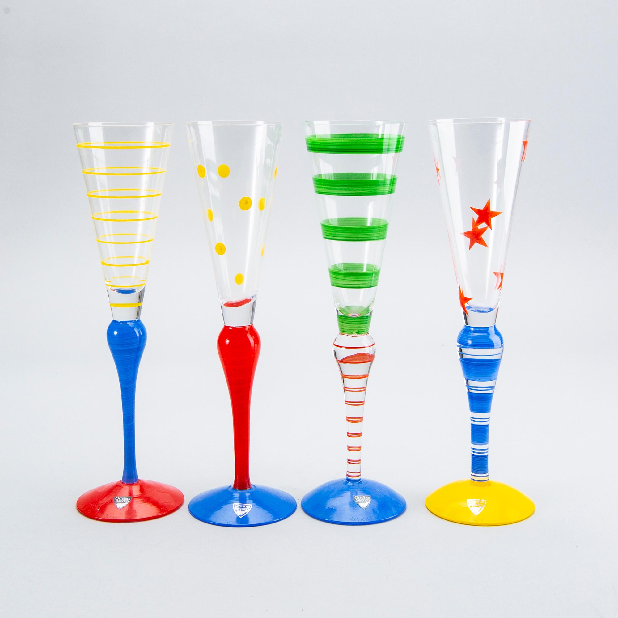 Anne Nilsson, champagne glass, 8 pcs, "Clown", Orrefors.
