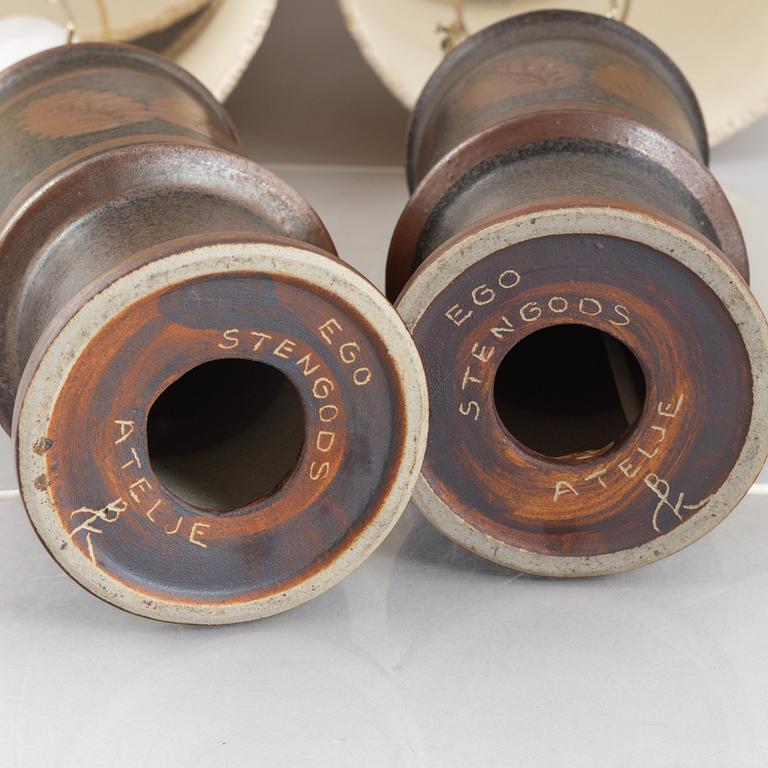 Table lamps a pair, Bruno Karlsson, Ego Stoneware Studio.