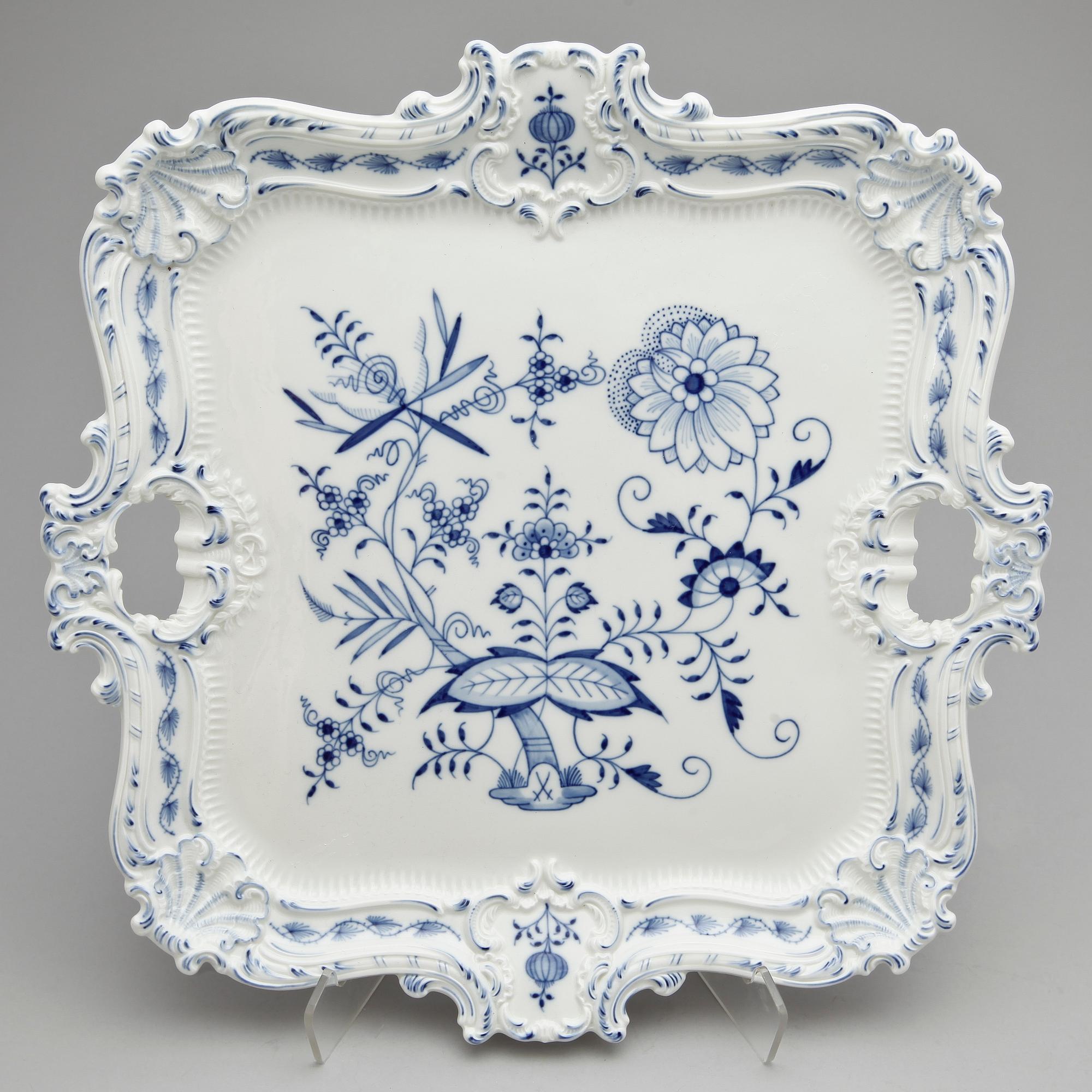 PARTI PORSLIN, 10 delar, 'Lökmönstret', Meissen, 1900-tal.
