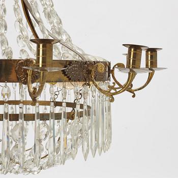 A thirteen-light gilt-brass and cut glass late Empire chandelier, 1830's/40's.