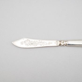 A set of twelve Hungarian early 20th century silver 800/1000 fish-cutlery.