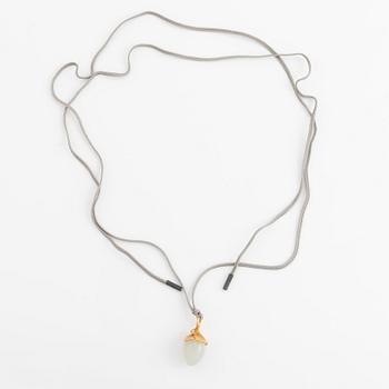 Ole Lynggaard, Charlotte Lynggaard, "Lotus" pendant, 18K gold with moonstone and brilliant cut diamonds.