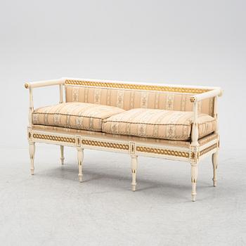 A Late Gustavian sofa, chair and stool, 19th and 20th century.