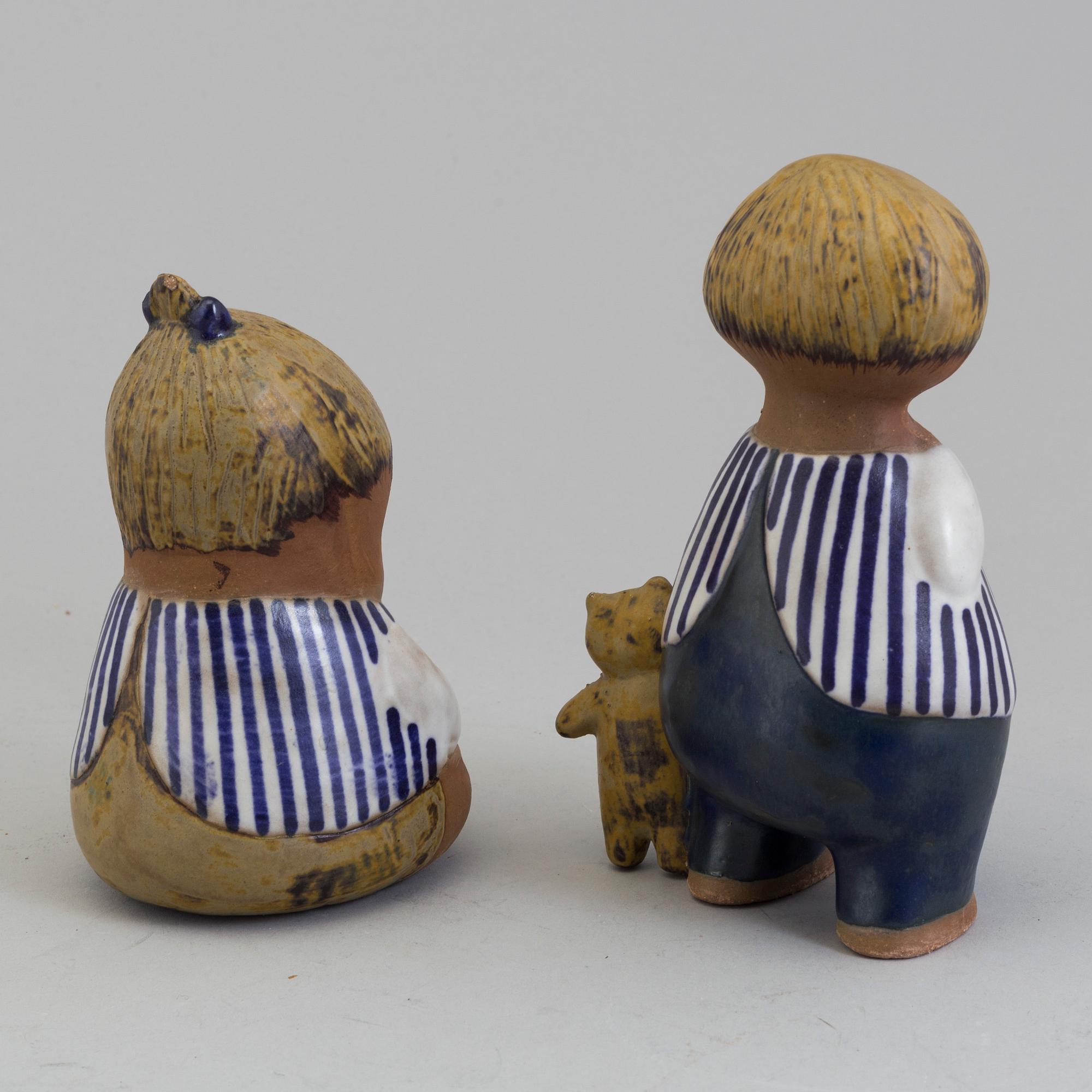 Two stoneware figurines 'Malin' and 'Johanna' by Lisa Larson for