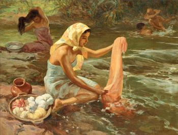 392. Fernando Cueto Amorsolo, Washing Scene (Lavandera).
