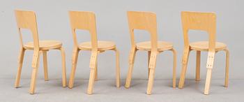 STOLAR, 4 st, modell 66, Alvar Aalto, Artek, 1900-talets senare hälft.