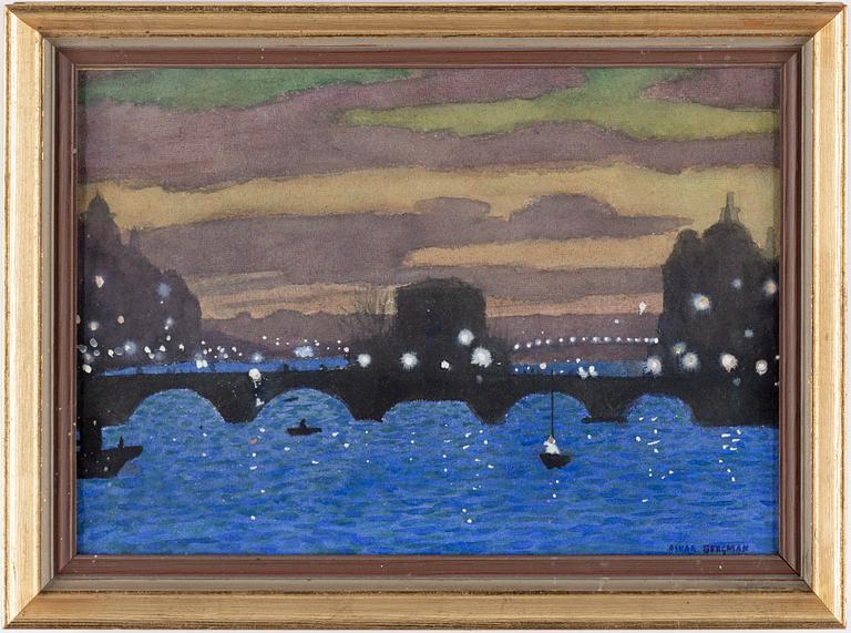 OSKAR BERGMAN, watercolour, signed.