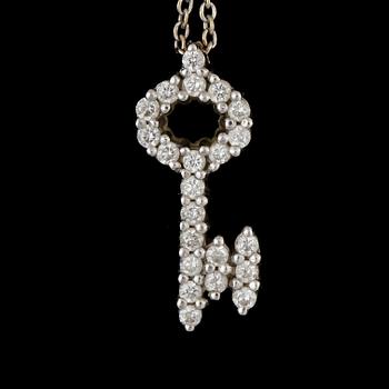 HALSSMYCKE, 'Tiny Treasures', 18k vitguld med briljantslipade diamanter tot ca 0,16ct, Roberto Coin. Tot vikt ca 2,7 g.