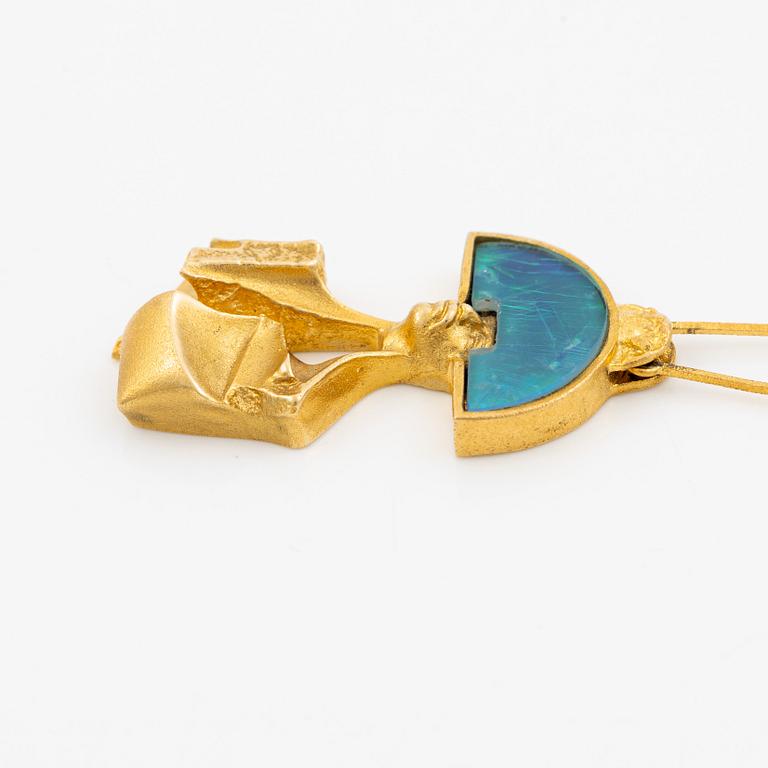 Björn Weckström, necklace "Balak", 18K gold with opal triplet. Lapponia 1977.