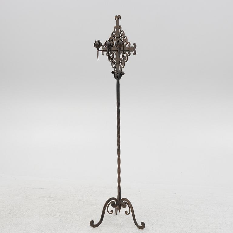 Floor candlestick, wrought iron, circa 1900.