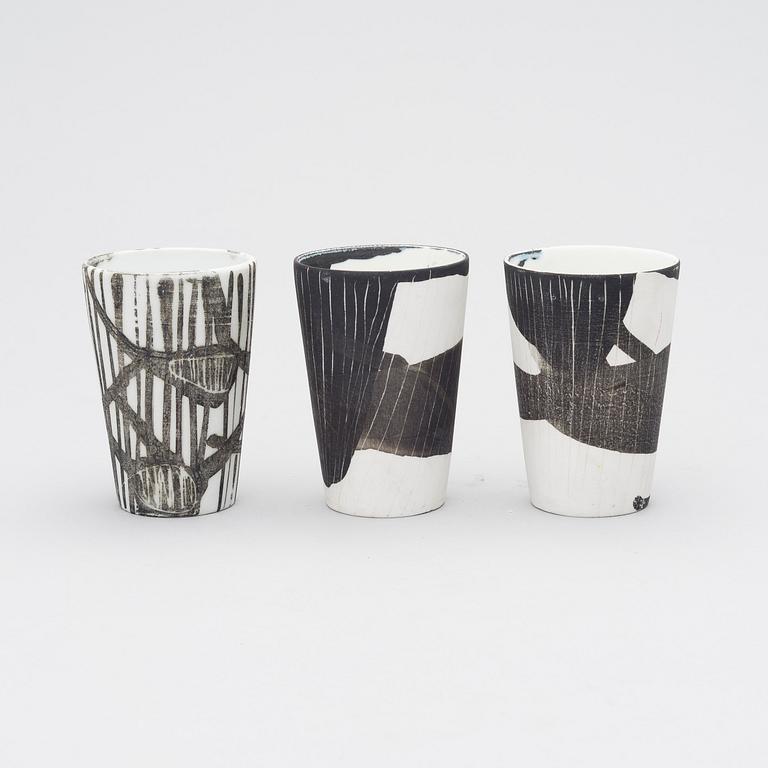 TOINI MUONA, A BEAKER, 3 PIECES. Signed TM.  Arabia, 1970s.