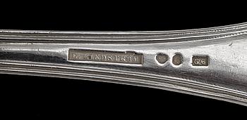 BESTICK, 12 st, bla Carl Ohlsson, Karlskrona 1700/1800. Totalvikt 901 g.
