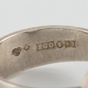 Isaac Cohen, bracelet and ring, silver with rock crystal. 1960s.