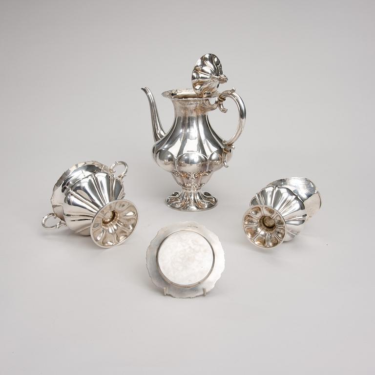 KAFFESERVIS, 4 delar, silver, Tavastehus 1931-33. Totalvikt 1590 g.