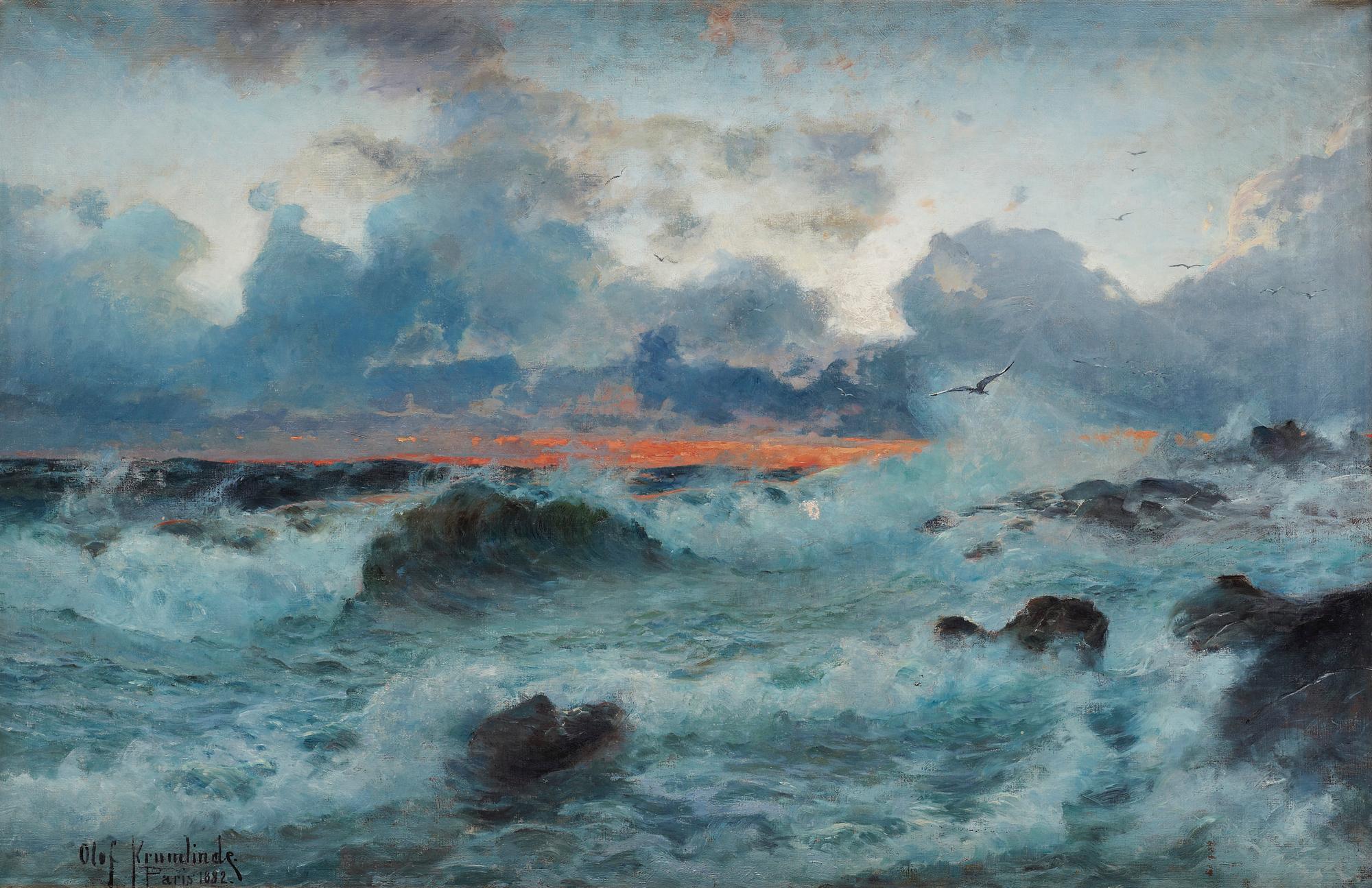 OLOF KRUMLINDE, olja på duk, sign o dat Paris 1882.