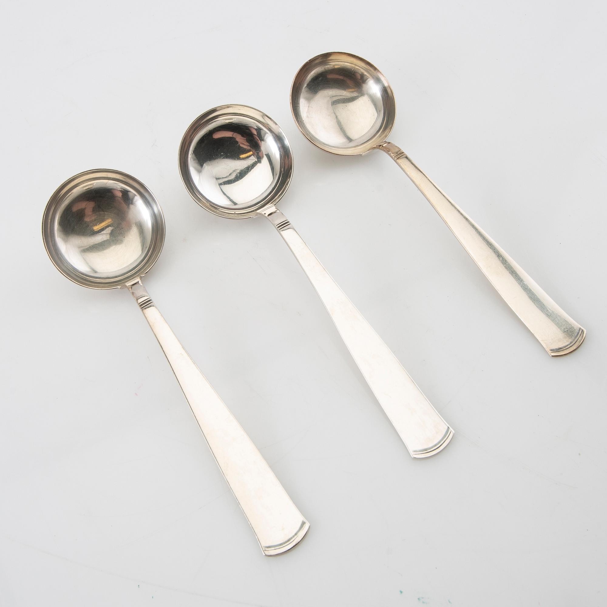 Jacob Ängman, bouillon spoons 12 pcs. "Rosenholm" silver GAB Stockholm 1956.