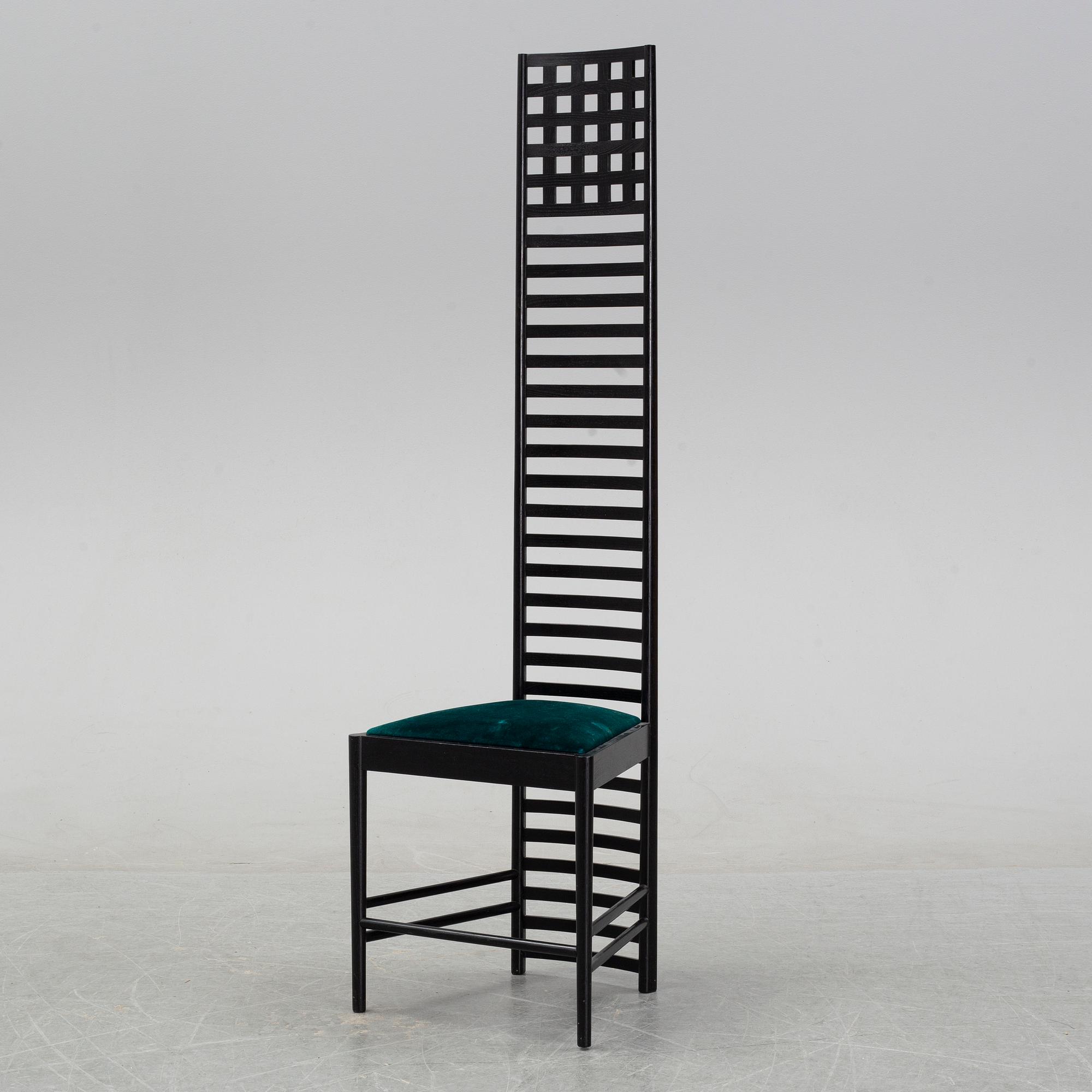 A 'Hill house 1' chair by Charles Rennie Mackintosh, for Cassina, designed 1902.