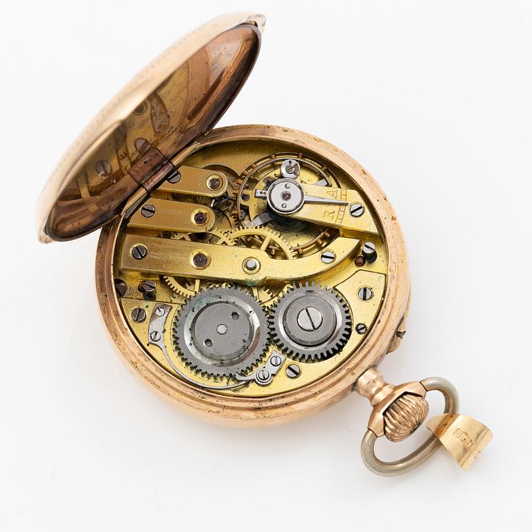 Pocket watch, 14K gold, 34 mm.