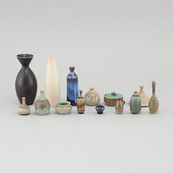 14 miniatures in stoneware, mid 20th century.