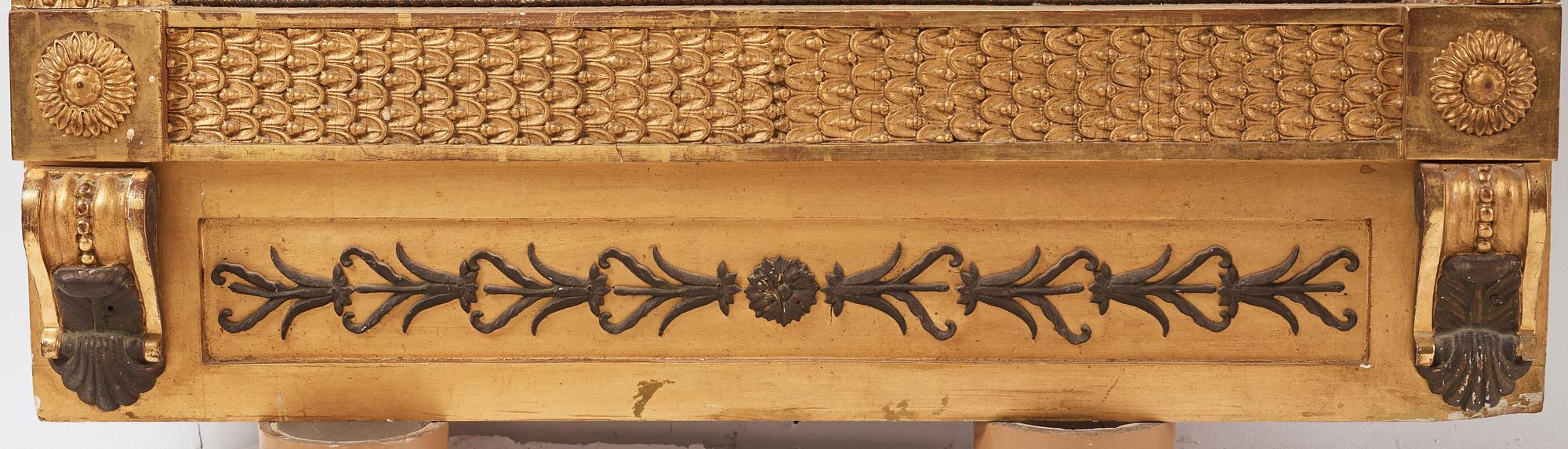 An Empire mirror with console table, attributed to N Frisk (Stockholm 1805-24).