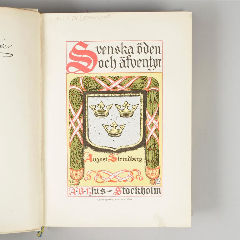 BÖCKER, 4 vol i 3+1+1, bla "Svenska öden och äfventyr" I-IV, av August Strindberg, Stockholm 1883-90.