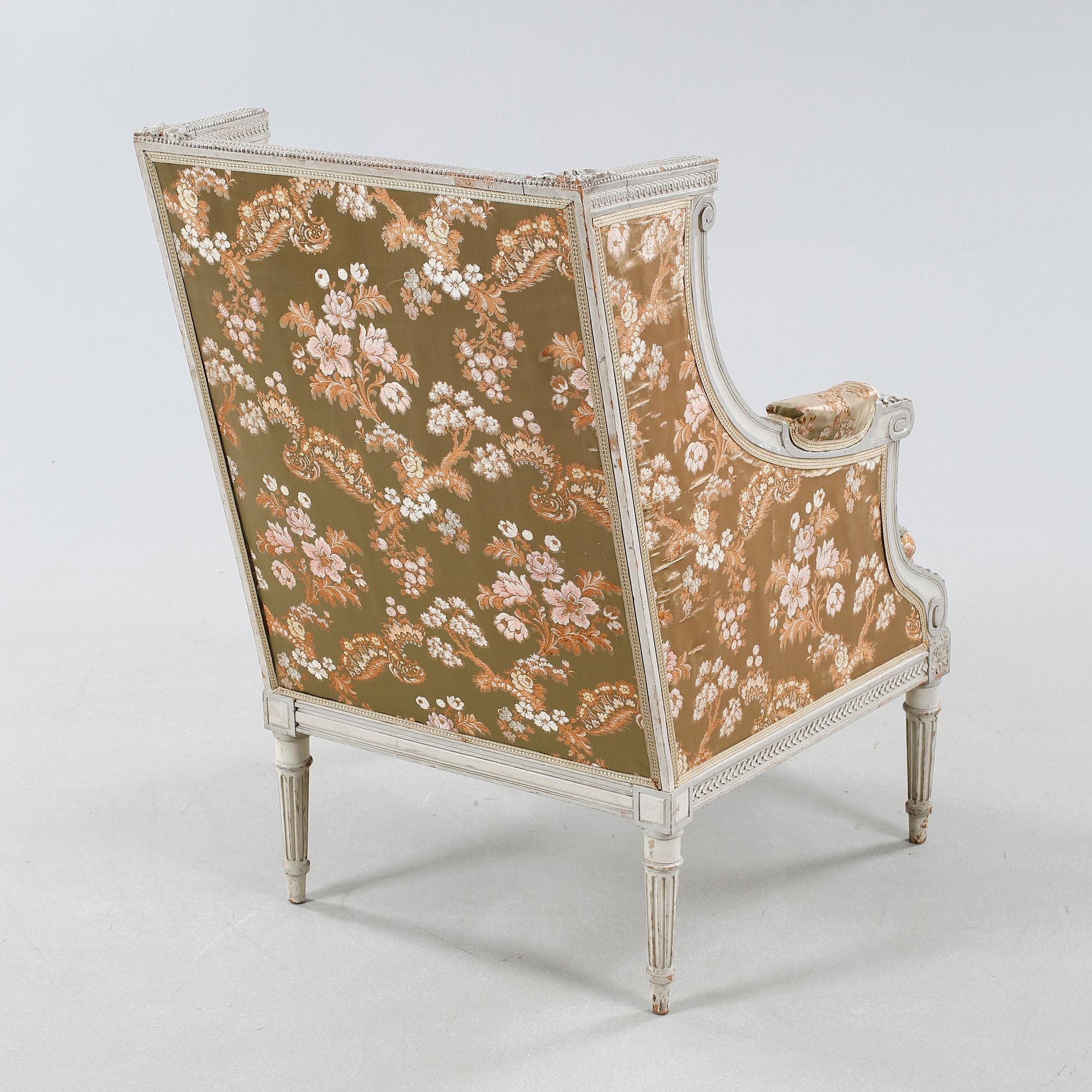A Louis XVI style bergère, early 20th century.
