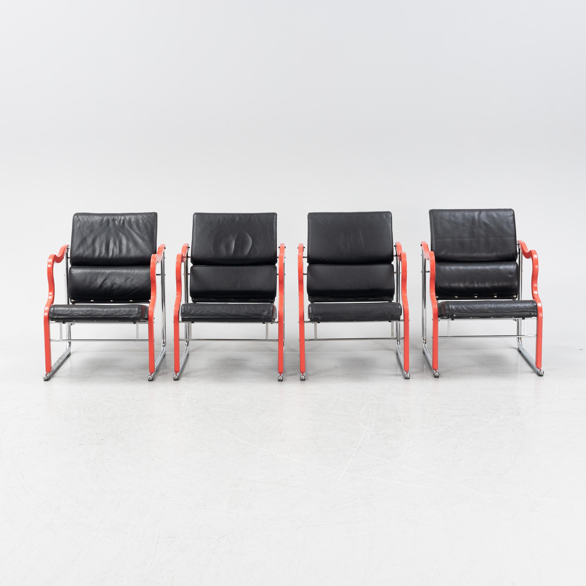Yrjö Kukkapuro, a set of 4 'Experiment' easychairs, Avarte 1980's.
