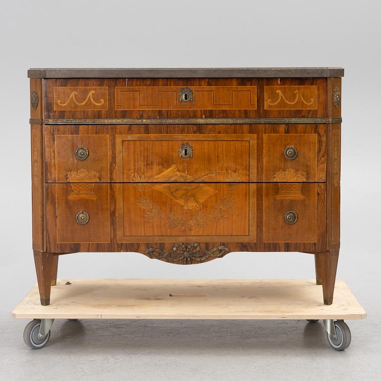 A Gustavian style chest of drawers, late 19th century.