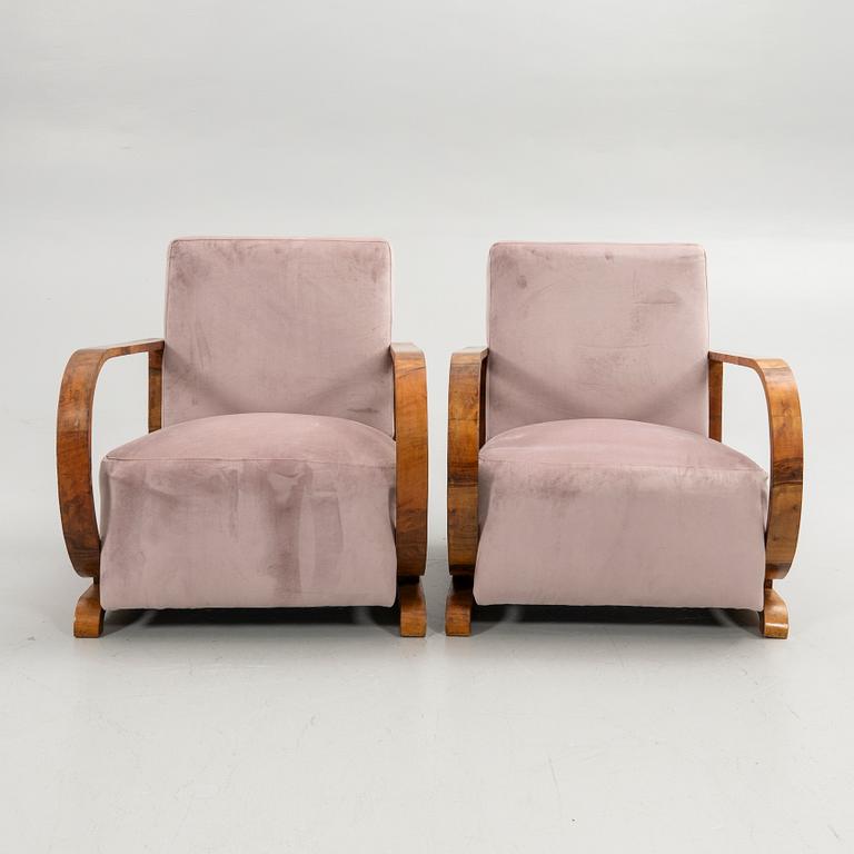 Armchairs, a pair, Art Deco style, 20th century.