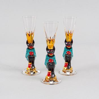 Gunnar Cyrén, 18 'devil glasses' for the Nobel glass service, Orrefors.