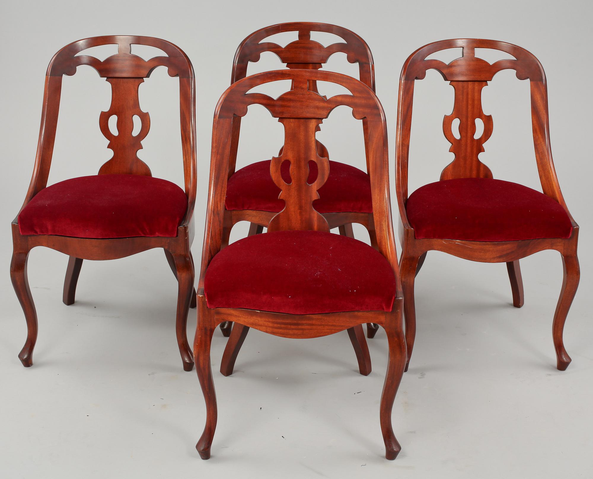 GÖTEBORGSSTOLAR, 4 st, omkring 1900-talets mitt.