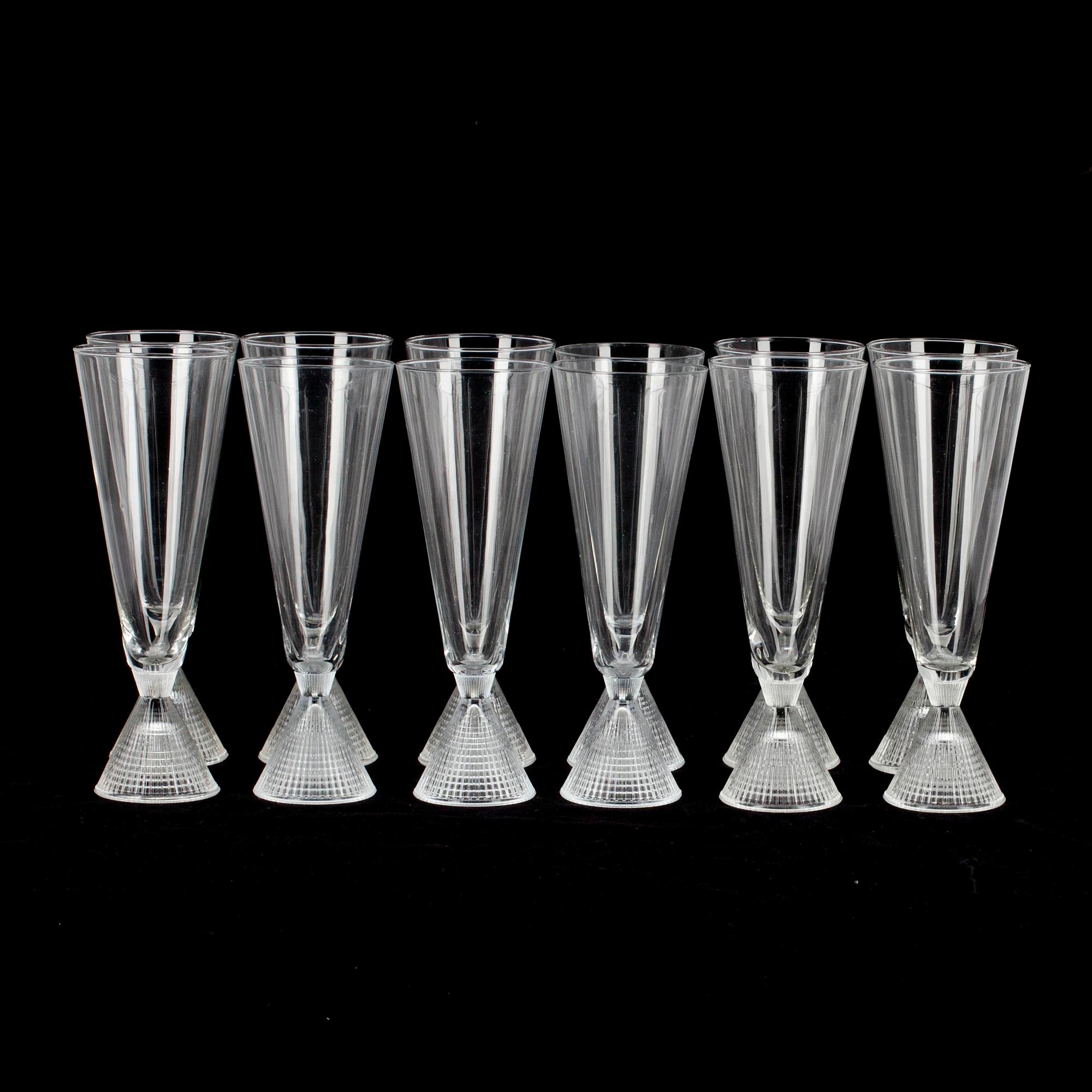 CHAMPAGNEGLAS, 12 kpl, "Briljant", Tapio Wirkkala, Iittala.