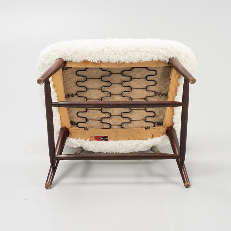 Alf Svensson, a 'TeVe', easy chair with new sheepskin upholstery, Bra Bohag, Studio Ljungs Industrier, 1950s.