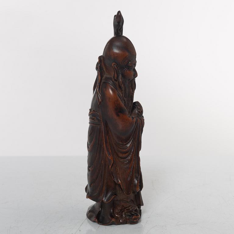 A Chinese Shoulao bamboo figure, Qing dynasty (1644-1912).