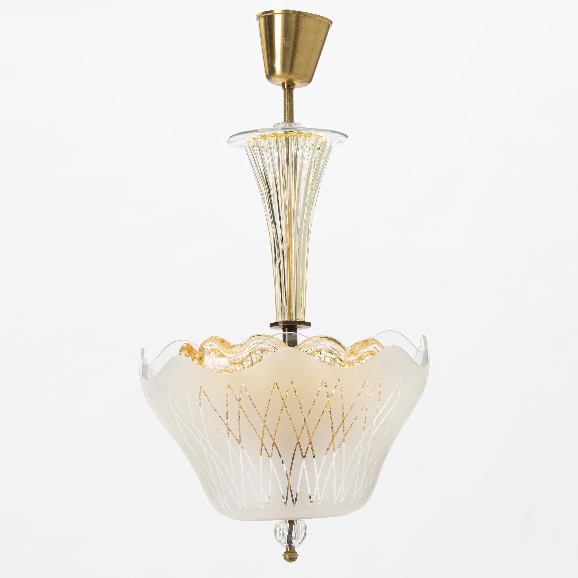 Taklampa, Orrefors, 1900-talets mitt.