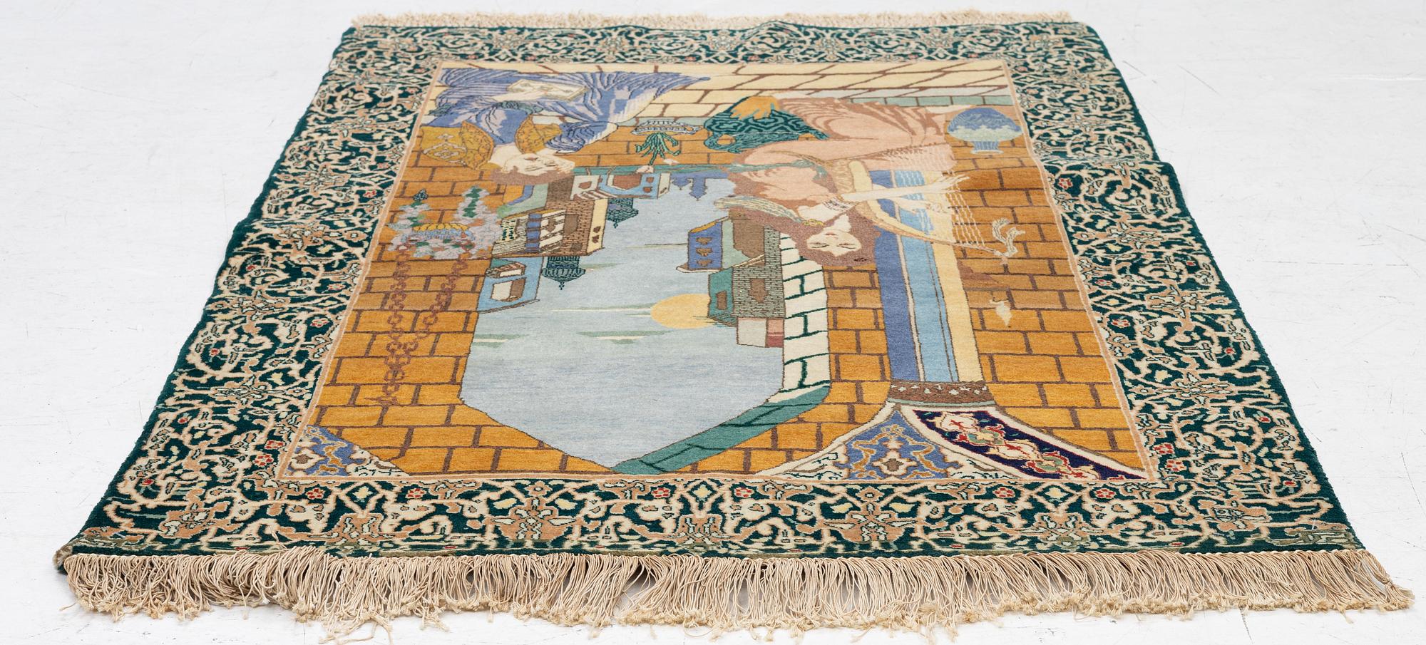 Matta, Täbris, figural, ca 152 x 100 cm.