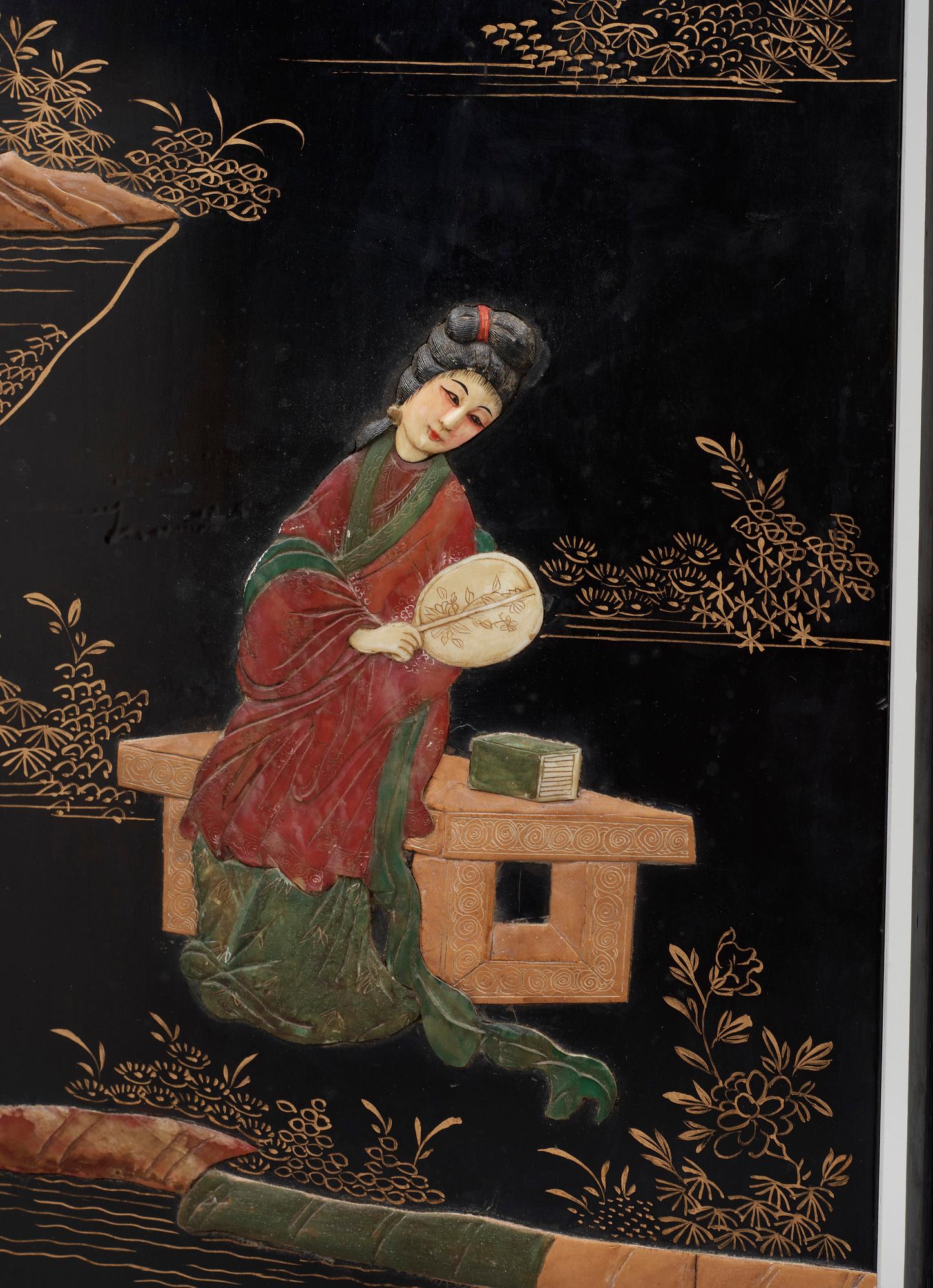 SKÄRM, 6 delar, lack, Kina, 1900-tal.