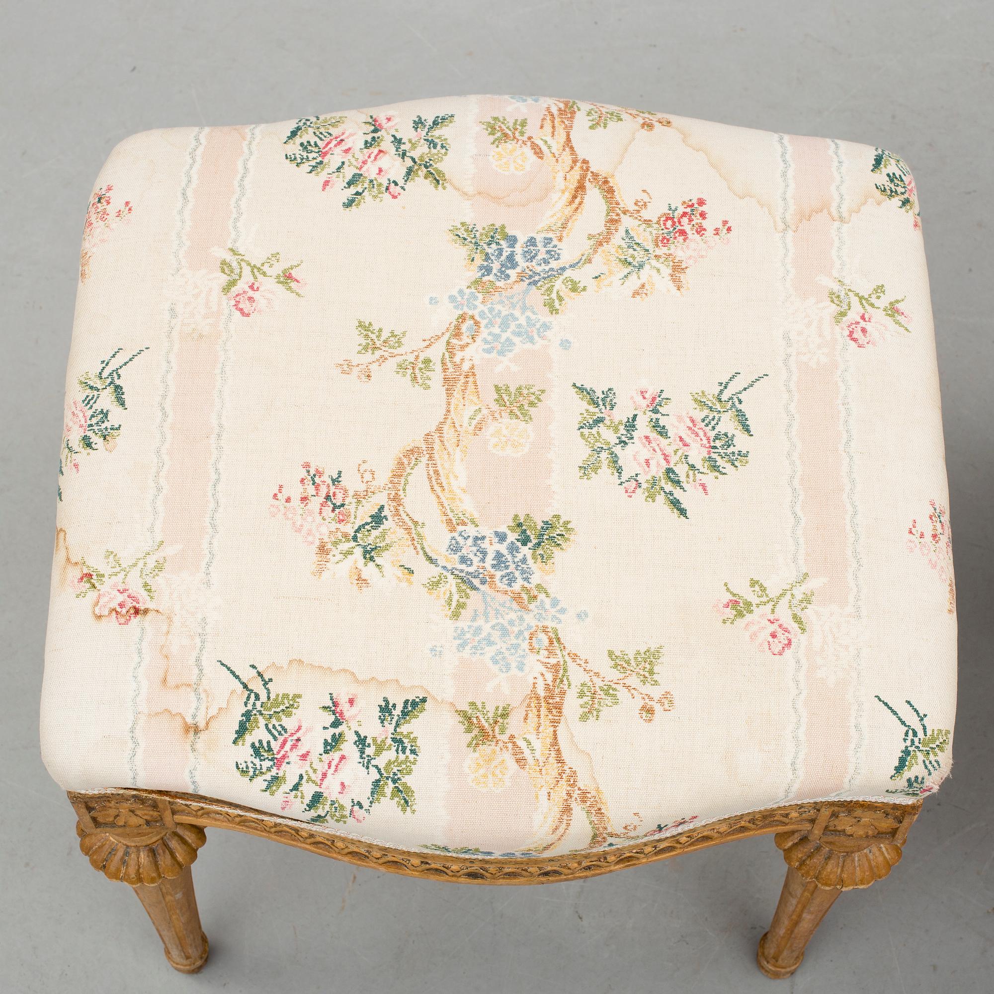 TABURETTER, ett par, ett par, märkta OES, Olof Ericsson, Strekered, Lindome, (1754-1808).