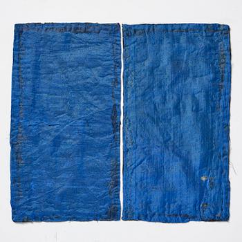 A pair of embroidered civil officials rank badges, Buzi, with egrets, Qing dynasty, 19th century.