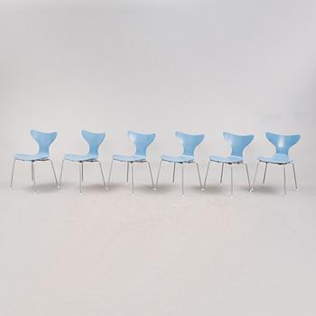 STOLAR, 6 stycken, "Liljan", Arne Jacobsen, 1970-tal.