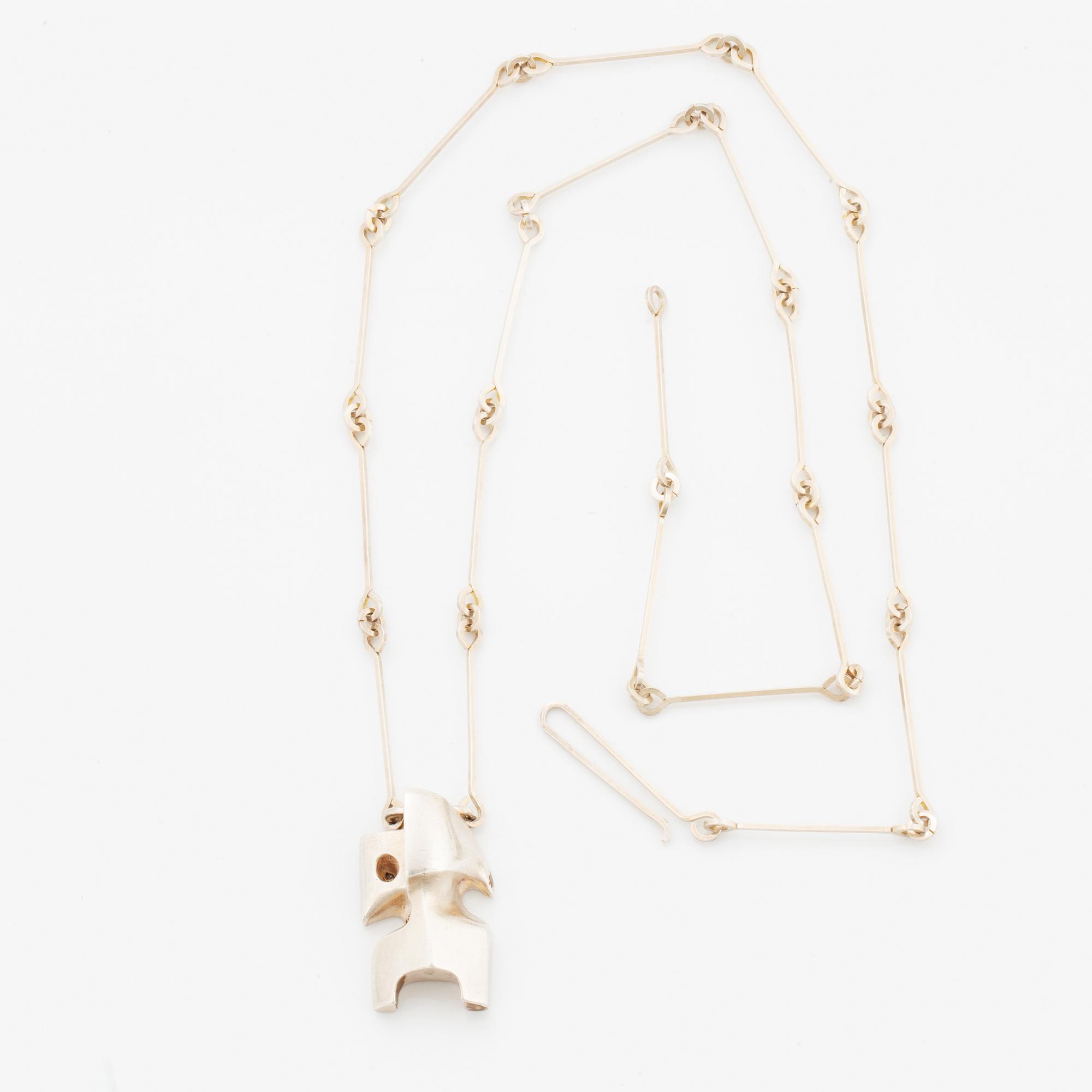 Björn Weckström, necklace and earrings, silver.