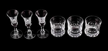 WHISKYGLAS 6 st och SNAPSGLAS 4 st, "Prince", Göran Wärff, Kosta.