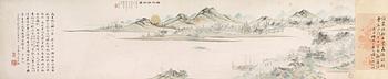 187. A handscroll by Chen Rong, of a river landscape depicting the farewell of Xu Fangyan leaving Lijiang, dated to 1837.