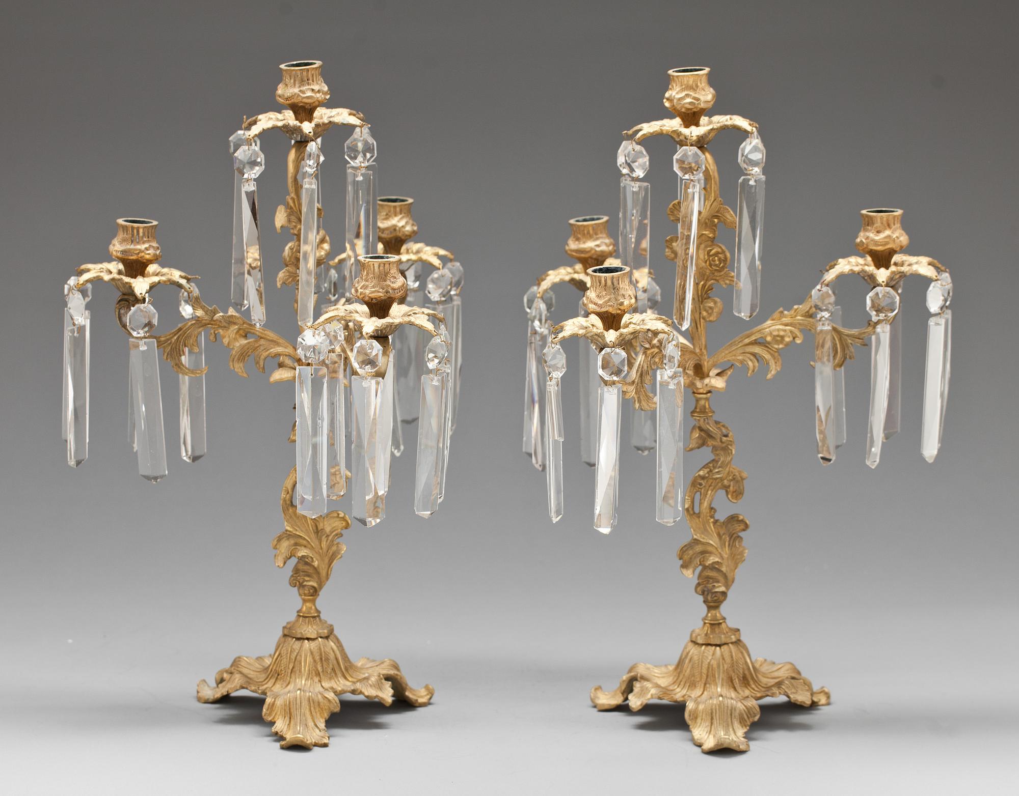 KANDELABRAR, ett par, oscarianska, 1800-talets slut.