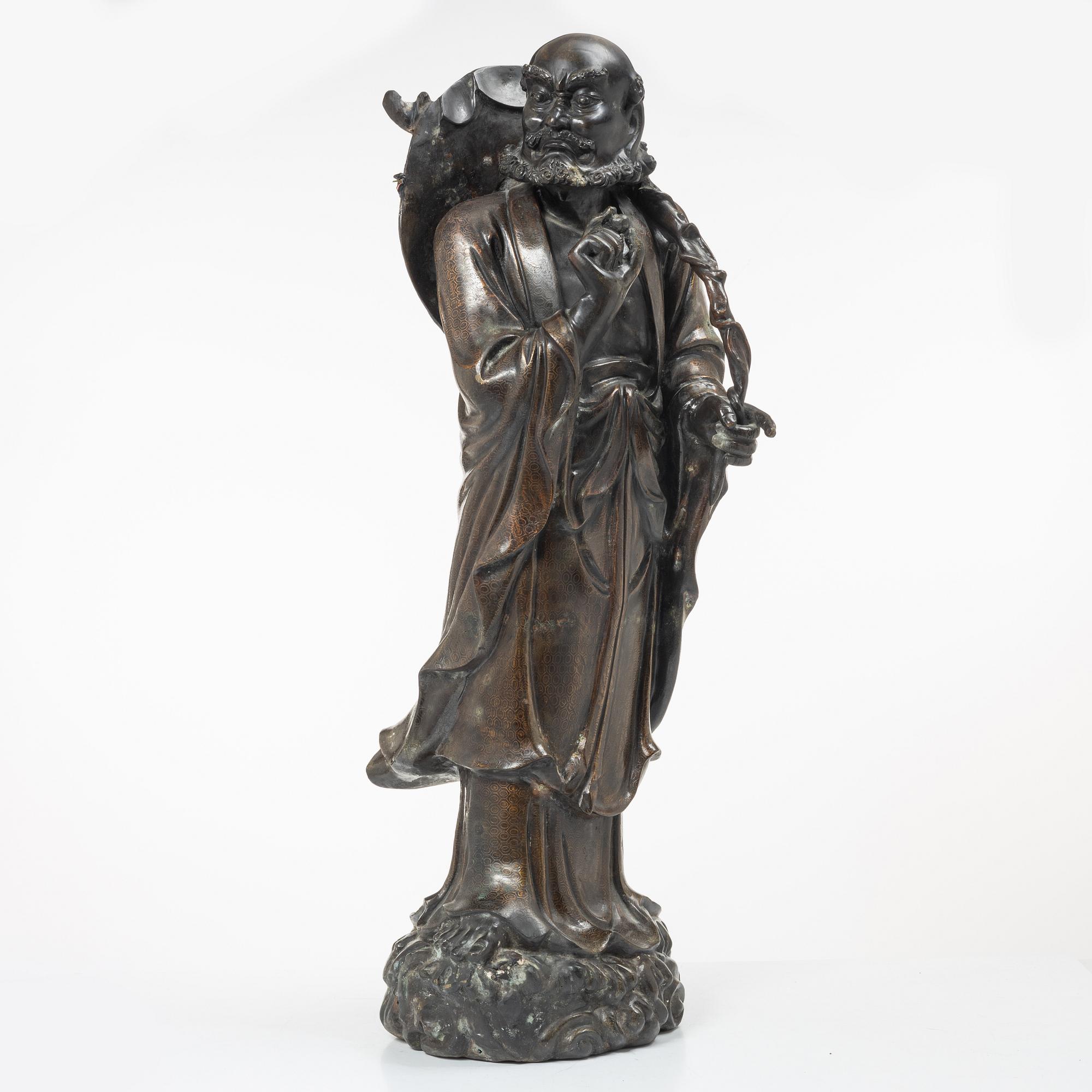 A large Japanese bronze figure of a Rakan, Meiji (1868-1912).