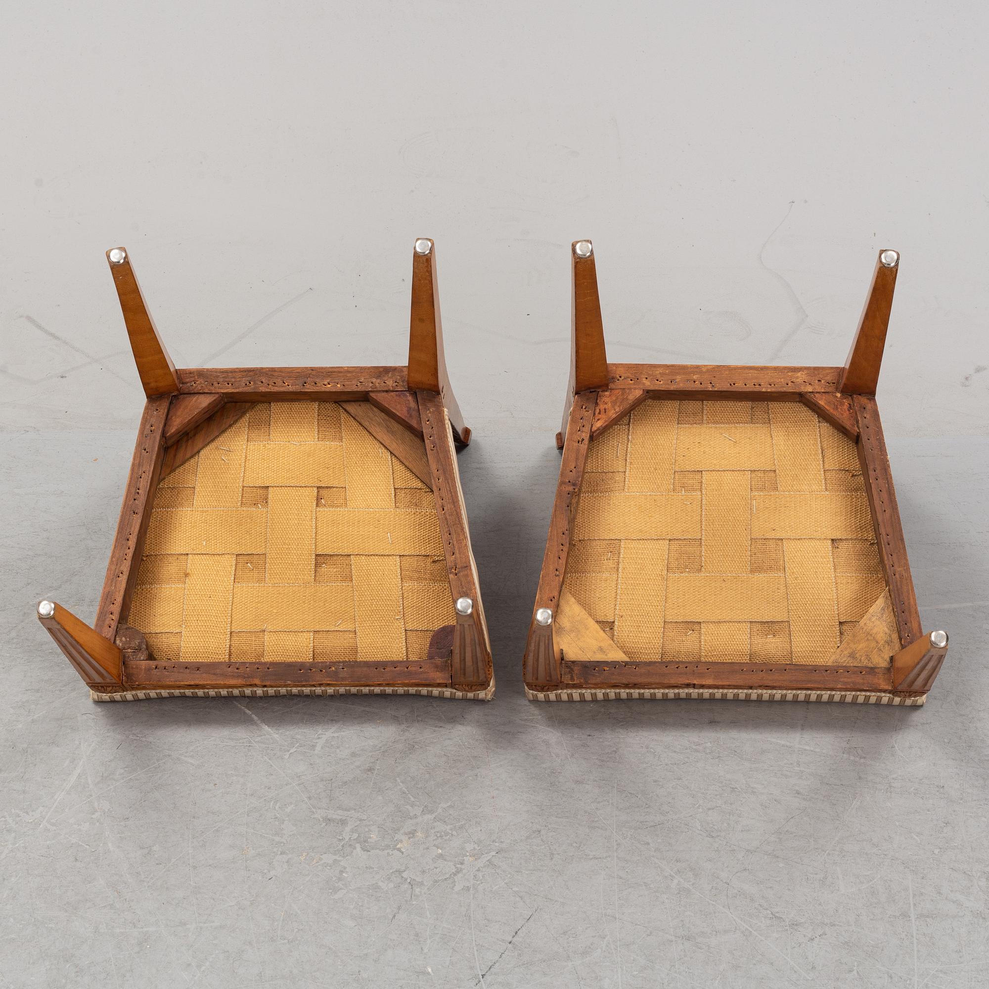 Six Louis XVI style oak chairs from around the year 1900.