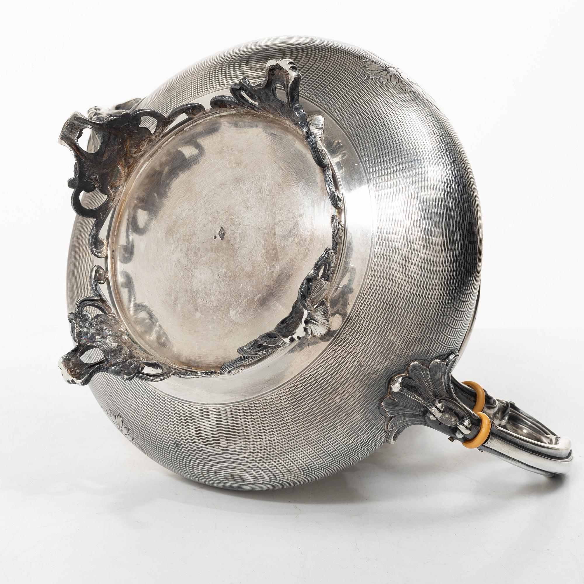 Alphonse Debain, teapot, silver, Paris, France 1911-1916.