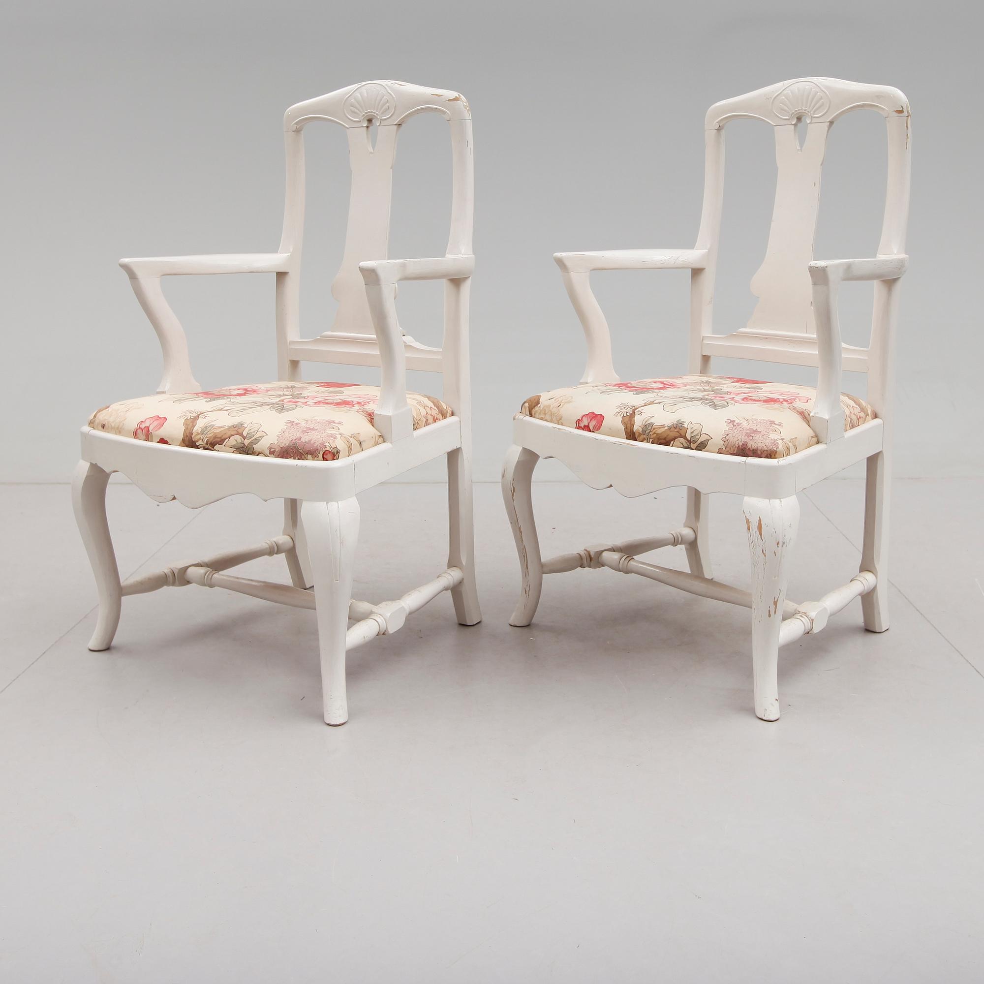 KARMSTOLAR, 1 par, rokokostil, 1800-/1900-tal.