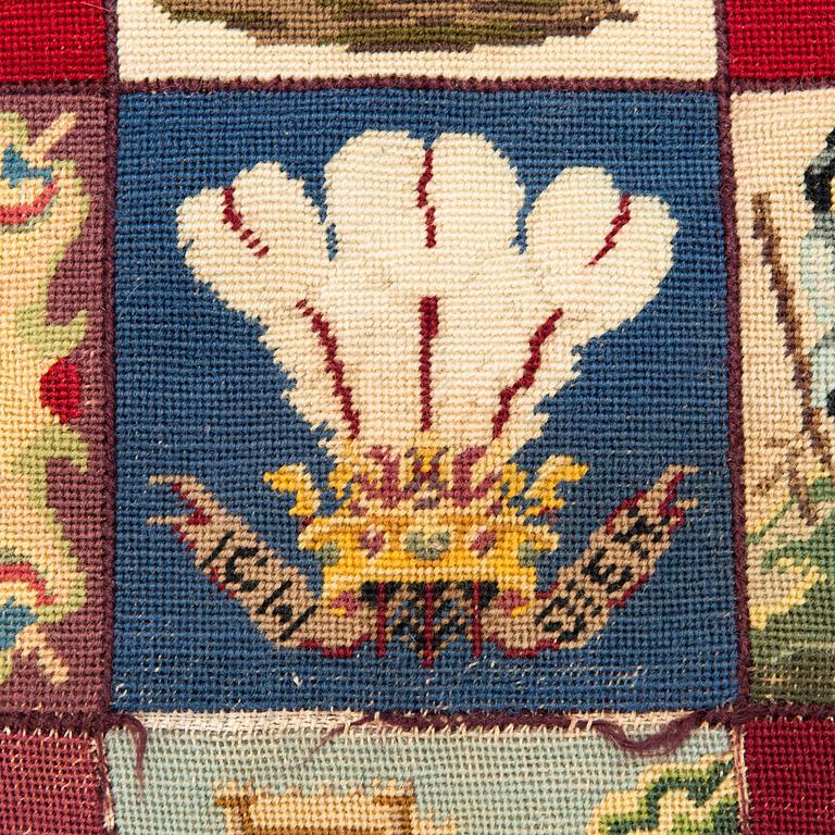 An embroided carpet, 1850-1900. Circa 195 x 130 cm.